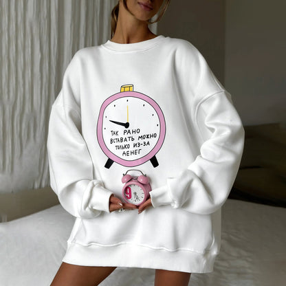 Damen Oversized Sweatshirt mit kreativem Grafiken Stalluxe Weiß