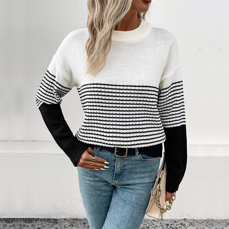 Damen Strickpullover mit modernen Blockstreifen Stalluxe