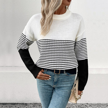 Damen Strickpullover mit modernen Blockstreifen Stalluxe