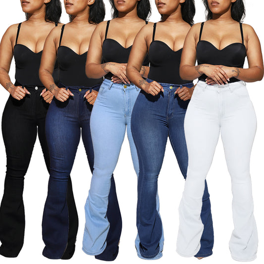 Damen Flared Jeans mit hohem Taillenbund und figurformendem Schnitt Stalluxe