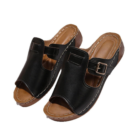 Damen Komfortable Riemen-Pantoletten mit anatomischem Fußbett und modischem Schnallendesign Stalluxe