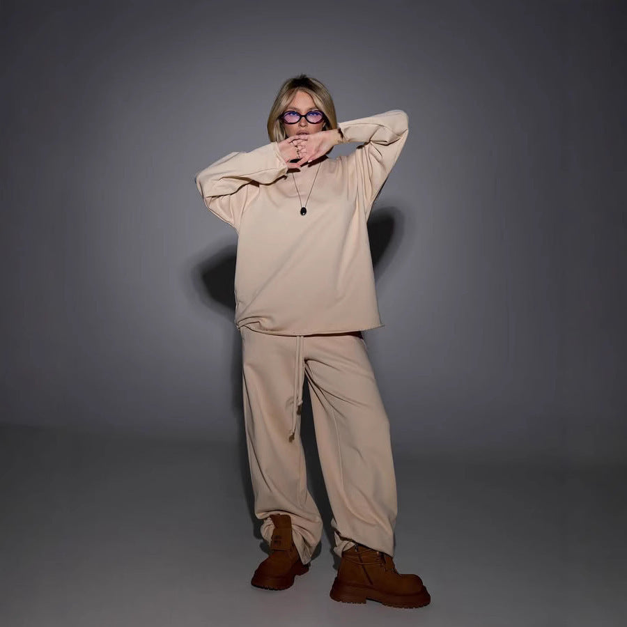 Damen Bequemer und stylischer Oversize Sweat-Anzug mit elastischem Bund Stalluxe