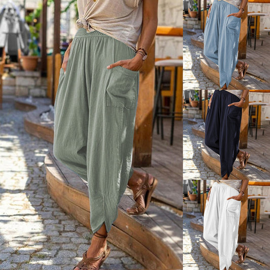 Damen bequeme und stylische Haremshose mit seitlichen Taschen Stalluxe