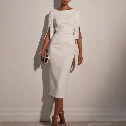 Damen Elegantes Midi-Kleid mit Perlenakzenten Stalluxe