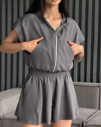 Damen Sportliches Zweiteiler-Set mit Kapuze und elastischem Bund Stalluxe