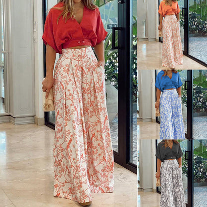 Damen modischer Wickeloberteil mit weitem Schnitt und floralem Design Stalluxe