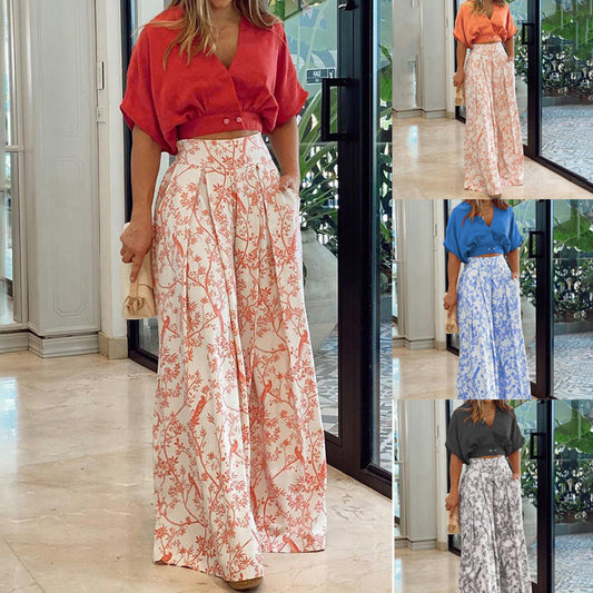Damen modischer Wickeloberteil mit weitem Schnitt und floralem Design Stalluxe