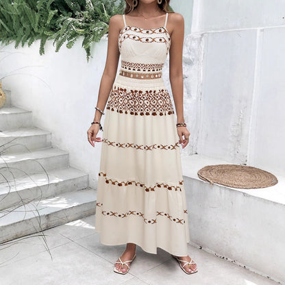 Damen Maxikleid mit zartem Stickmuster und luftiger Silhouette Stalluxe