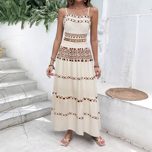 Damen Maxikleid mit zartem Stickmuster und luftiger Silhouette Stalluxe