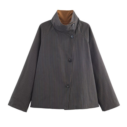 Damen elegante Übergangsjacke mit dekorativen Knöpfen und modernem Stehkragen Stalluxe