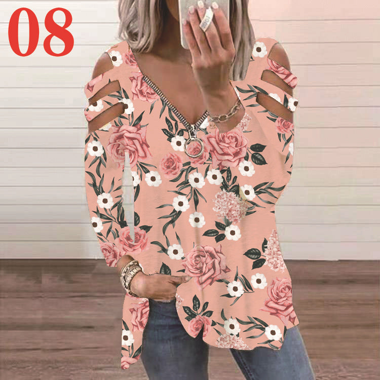 Damen Bluse mit floralem Cut-Out-Design und lässigem V-Ausschnitt Stalluxe