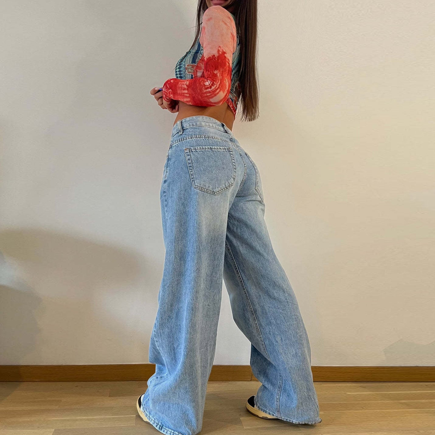 Damen Weit geschnittene Jeans mit hohem Bund und lässigem Schnitt Stalluxe