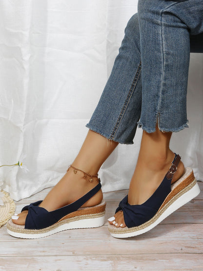Damen Wedge-Sandalen mit elegantem Knoten und komfortablem Fußbett Stalluxe