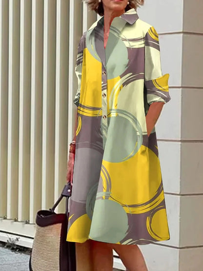 Damen Hemdblusenkleid mit modernem Muster Stalluxe