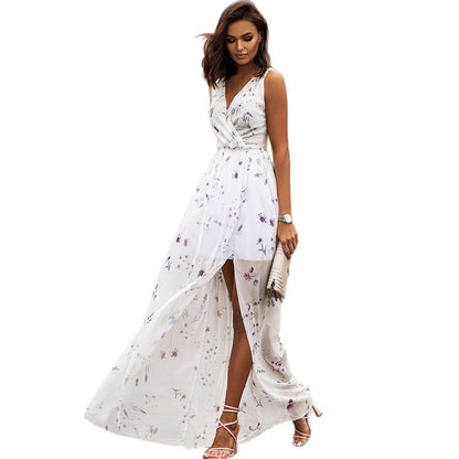 Damen Maxi-Kleid mit floralen Mustern und tiefem Schlitz Stalluxe