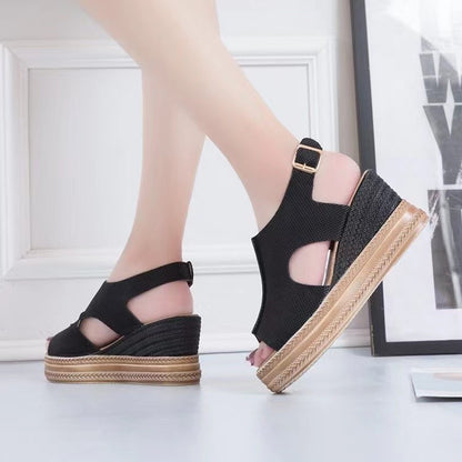 Damen elegante und bequeme Wedge-Sandalen mit offener Ferse und verstellbarem Riemen Stalluxe