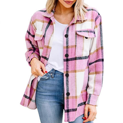 Damen Karierte Overshirt Jacke Stalluxe