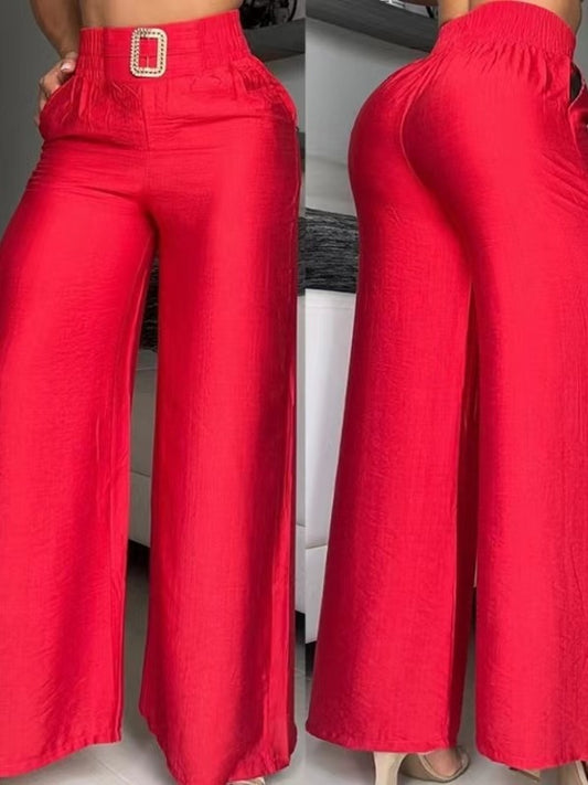 Damen weite Sommerhose mit stylischem Gürtel Stalluxe