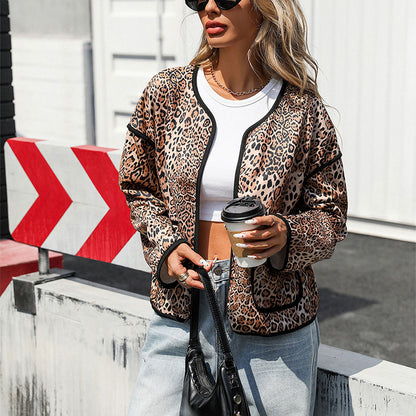 Damen Mit Leopard-Print verzierte Freizeitjacke Stalluxe
