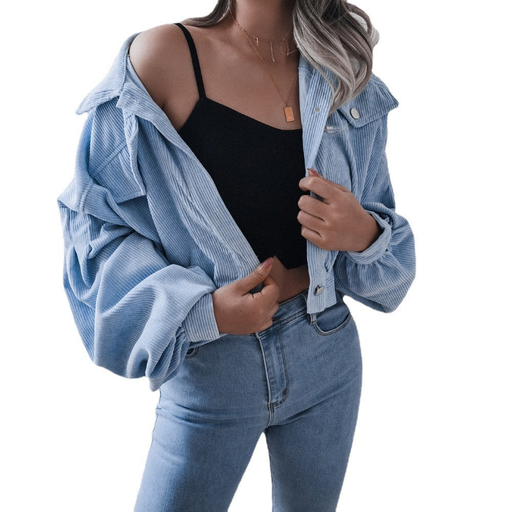 Damen Cordjacke mit lässigem Schnitt und modischen Knopfdetails Stalluxe