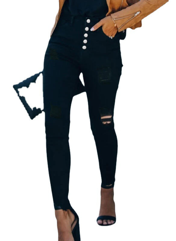 Damen Hochtaillierte Ripped Jeans Stalluxe