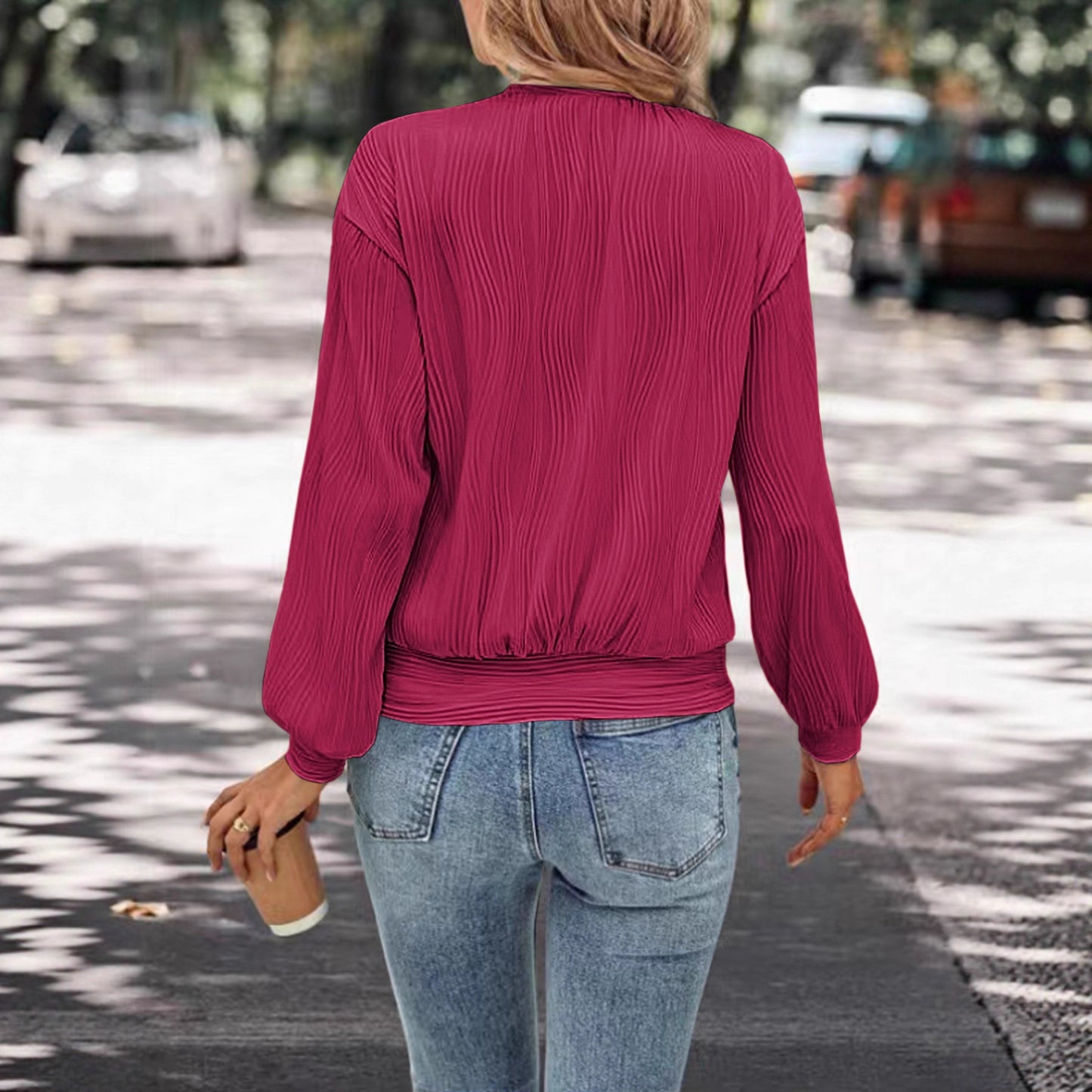 Damen lässiges Sweatshirt mit strukturiertem Stoff und elastischen Bündchen Stalluxe