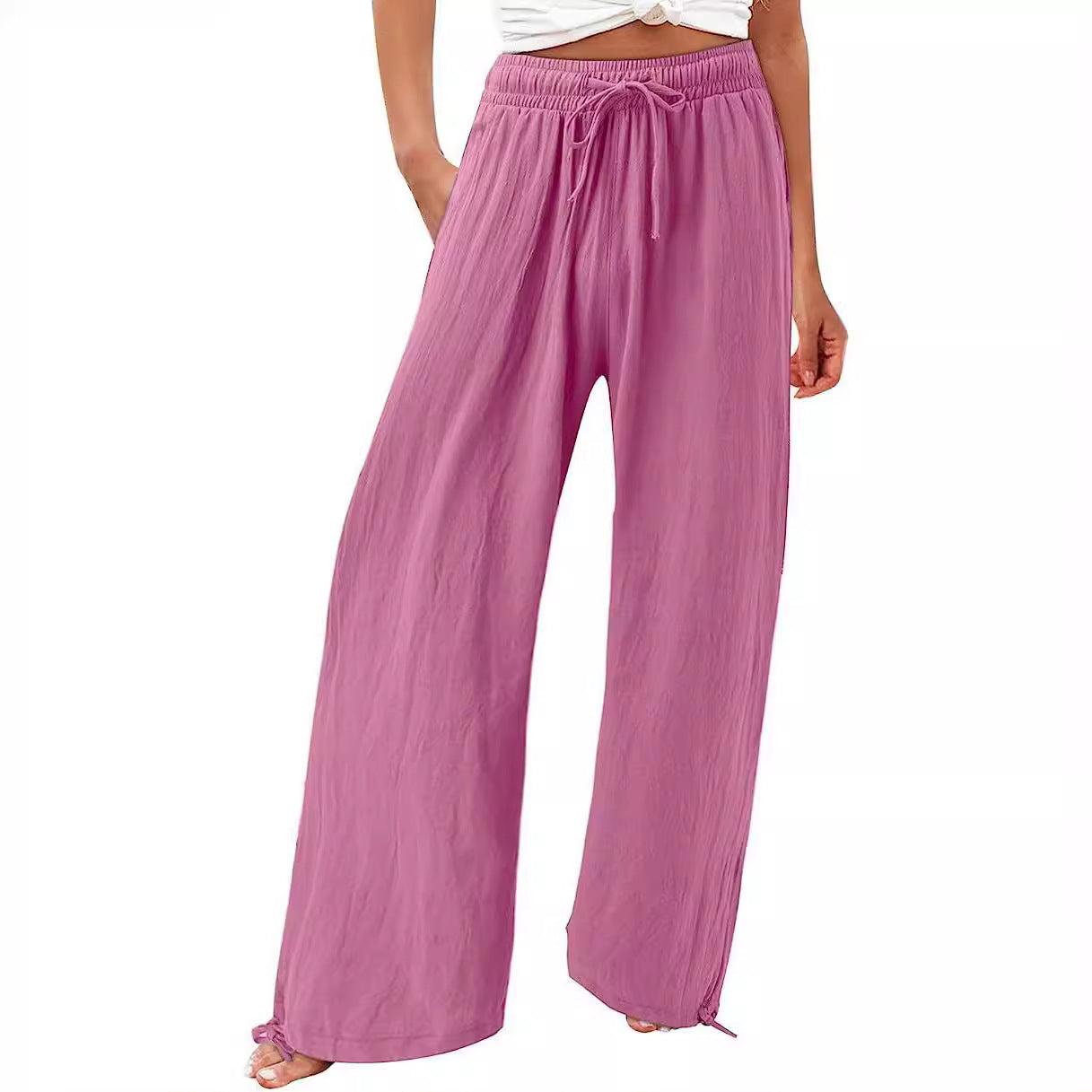 Damen Weite Sommerhose aus leichtem Material mit verstellbarem Bund Stalluxe