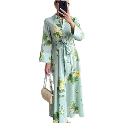Damen Maxikleid mit floralen Mustern und Wickelgürtel Stalluxe