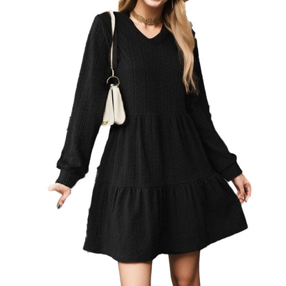 Damen Lockeres V-Ausschnitt Kleid mit Volantdetails Stalluxe