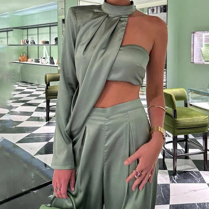 Damen Zwei-Teiliges Set mit schulterfreiem Oberteil und hohem Taillenrock Stalluxe