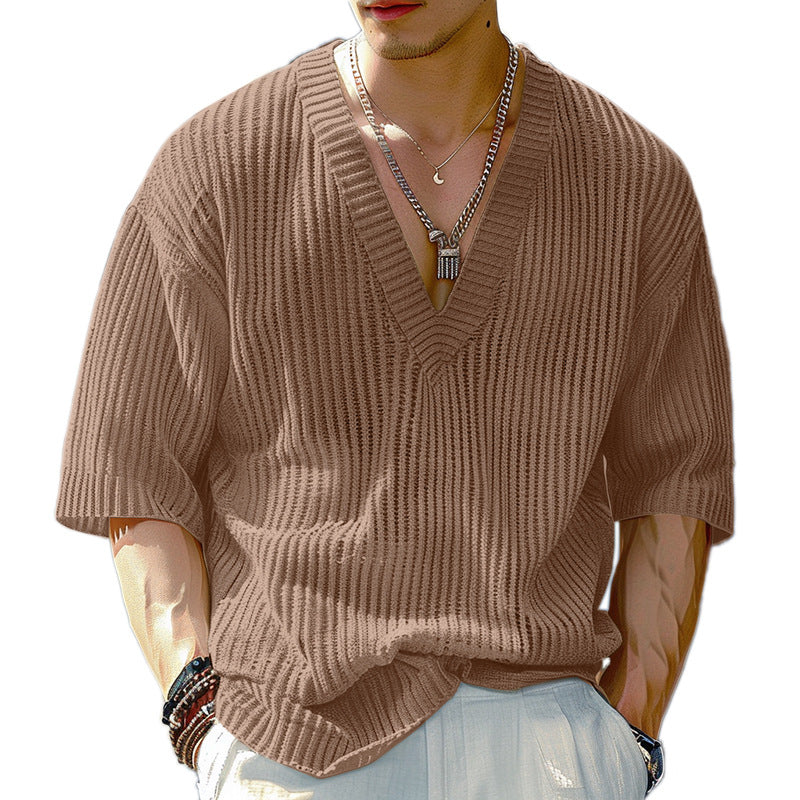 Damen V-Ausschnitt Oversize-Shirt aus strukturiertem Baumwollmaterial Stalluxe