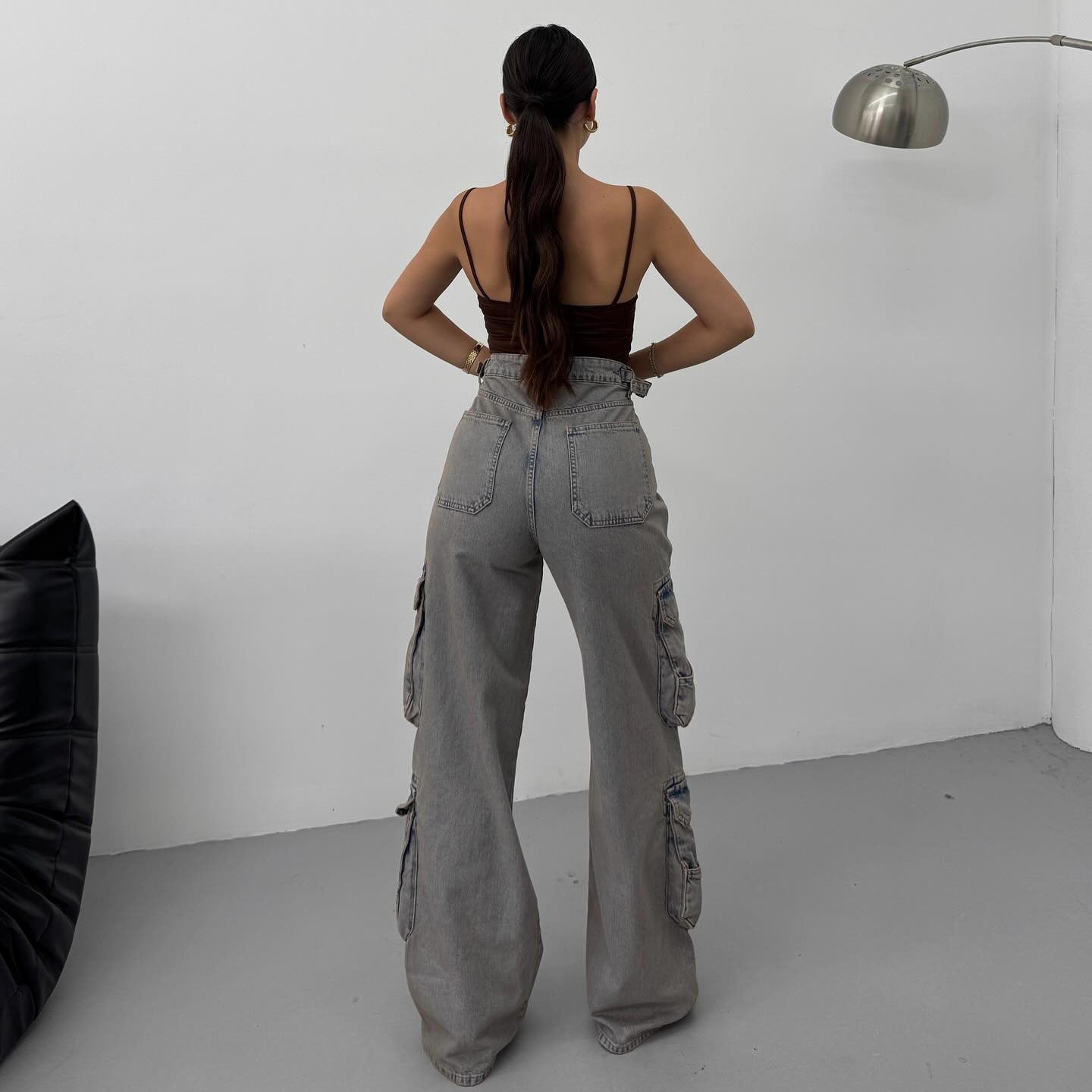 Damen Cargo-Jeans mit hohem Bund und praktischen Taschen Stalluxe