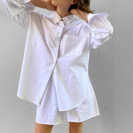 Damen oversized Hemdbluse aus hochwertiger Baumwolle Stalluxe