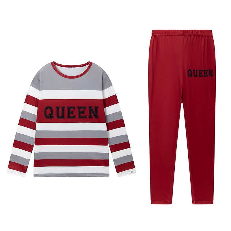 Damen Freizeit-Loungewear-Set mit gestreiftem Langarmshirt und bequemer Hose Stalluxe