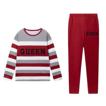 Damen Freizeit-Loungewear-Set mit gestreiftem Langarmshirt und bequemer Hose Stalluxe