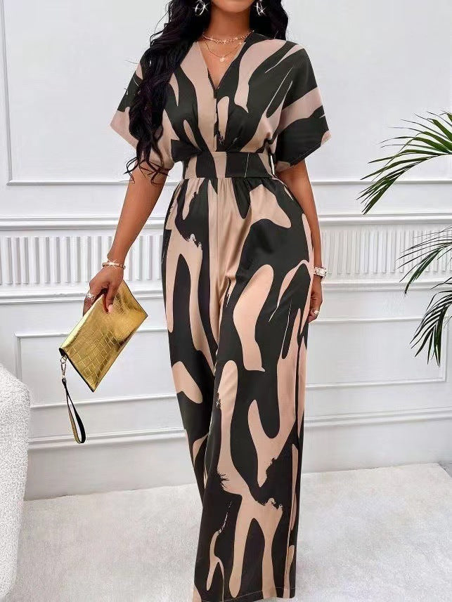 Damen Eleganter Cut-Out Jumpsuit mit modernem Muster Stalluxe