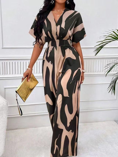 Damen Eleganter Cut-Out Jumpsuit mit modernem Muster Stalluxe