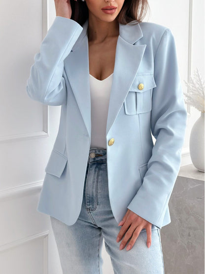 Damen Modischer Blazer mit aufgesetzten Taschen und eleganten Knopfdetails Stalluxe