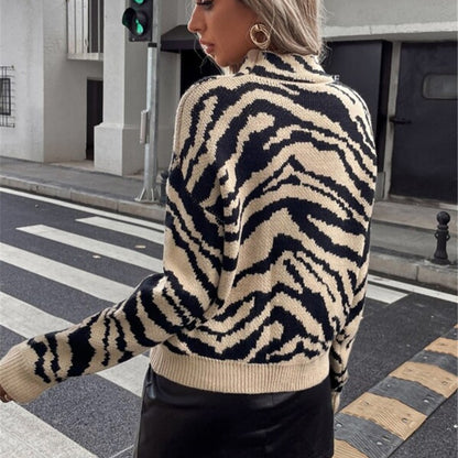 Damen modischer Pullover mit Zebramuster Stalluxe