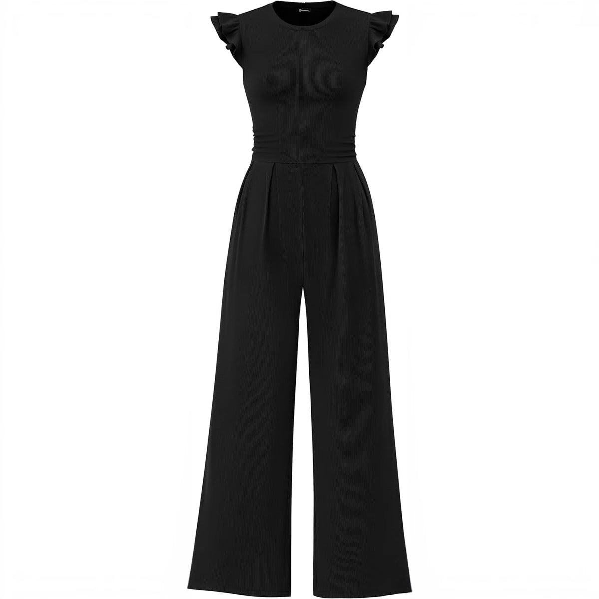 Damen eleganter Jumpsuit mit Puffärmeln und weitem Bein Stalluxe