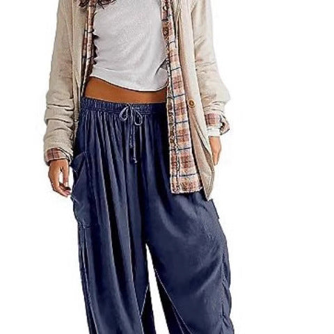 Damen weite Freizeithose mit tiefen Taschen und elastischem Bund Stalluxe