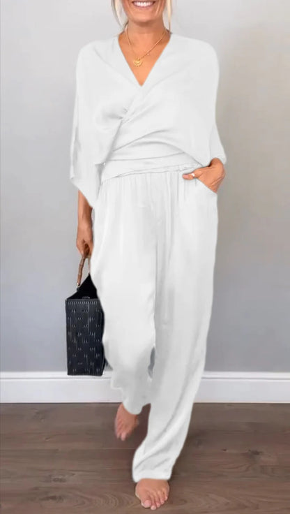 Damen elegantes und bequemes Satin-Hosenanzug Stalluxe