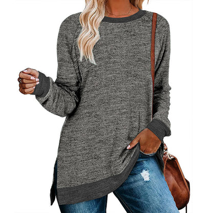 Damen lässiges Oversized Langarmshirt mit abgesetztem Saum Stalluxe