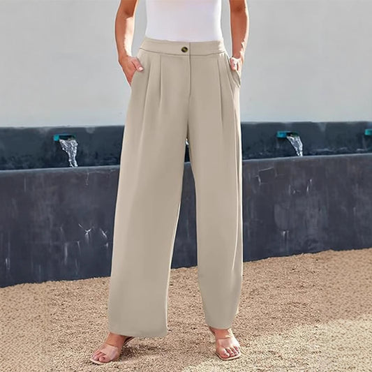 Damen Elegante und lockere High-Waist-Hose mit praktischen Taschen Stalluxe