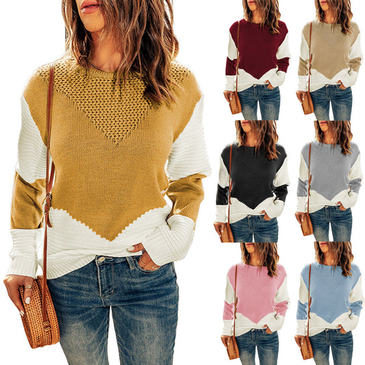 Damen Strickpullover mit modernem Farbblock und strukturiertem Design Stalluxe