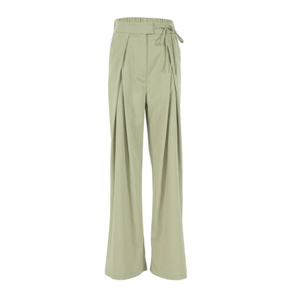 Damen Weite, hoch taillierte Stoffhose mit Bundfalten und Gürteldetail Stalluxe