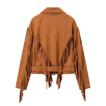Damen modische Fransenjacke im Western-Stil Stalluxe