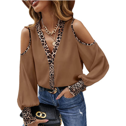 Damen trendige Bluse mit raffinierten Cut-Out-Ärmeln und Leoprint-Details Stalluxe