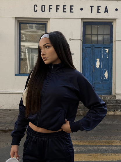 Damen sportliche Trainingsjacke und passende Hose mit hoher Taille Stalluxe