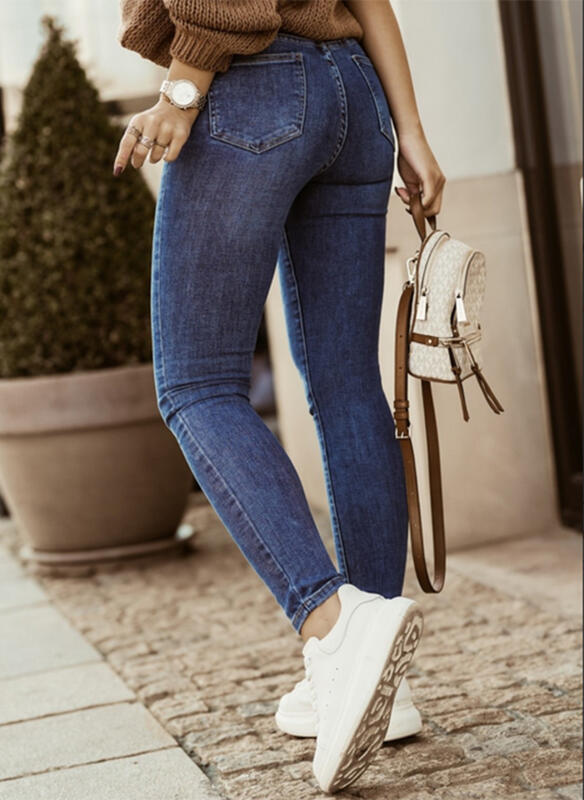 Damen High-Waist Jeans mit Knopfleiste und slim fit Schnitt Stalluxe